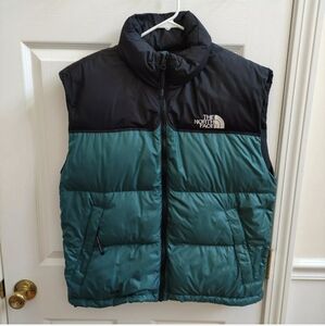 Vintage North Face Down Puffer Vest Nuptse 700 Women L Retro Hooded